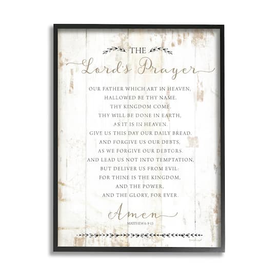 Stupell Industries The Lords Prayer Our Father Rustic Distressed White Wood Look Framed Wall Art
